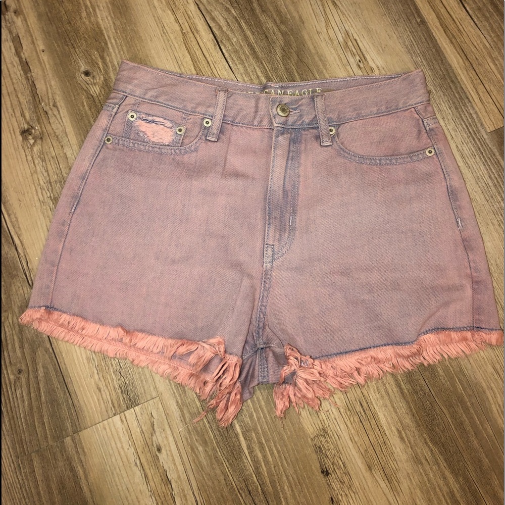 american eagle distressed pink shorts